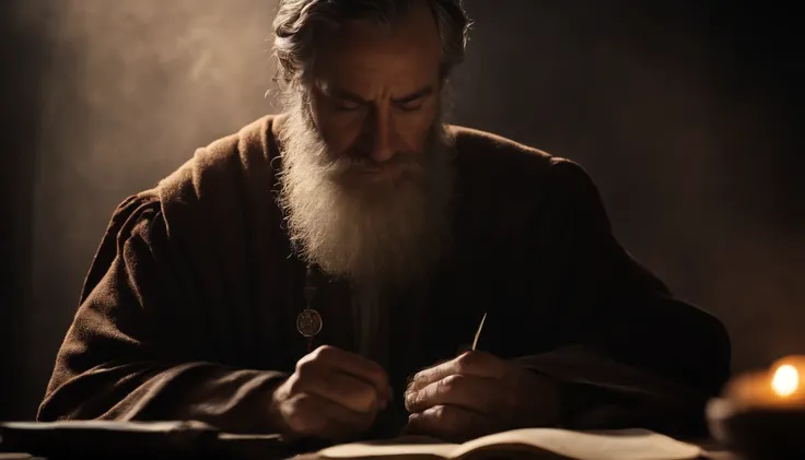 Apostle John writing the book of apocalypse