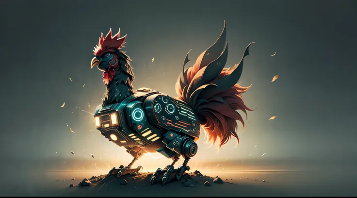 Transformer black and red robotic rooster