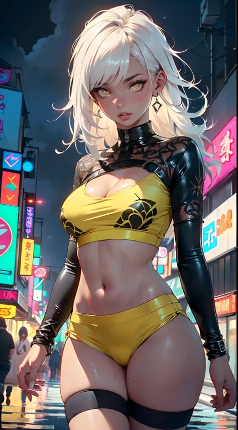 dark skin,very dark skin,dark_skin,
girl rave,(((1girl))),((girl with extremely cute and beautiful white hair)),

(large breasts:1.4),saggy breasts,(((white hair:1.35,straight hair,long hair:1.4,colored inner hair,ear breathing))),(((light_yellow_eyes:1.3)...