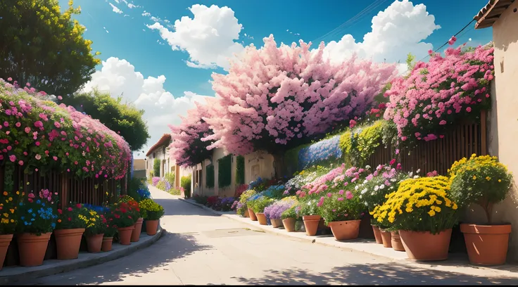 Mural de flores, atmosfera de primavera