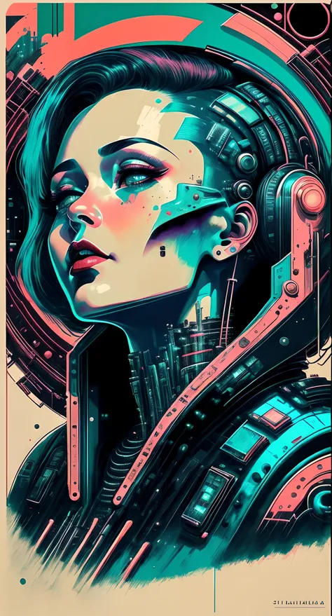 (masutepiece, 4k, ultra-detalhada, Foto RAW: 1.2), illustration, (1 mulher:1), (single background: 1.4), (simetria: 1.2), (Art Deco:1.4), (retro-futurista:1.4), (minimalismo:1.4), (limpo:1.4), (plano_Cor:1.4), (Cyberpunk:1.4), CCDDA Arte Ainda、music、