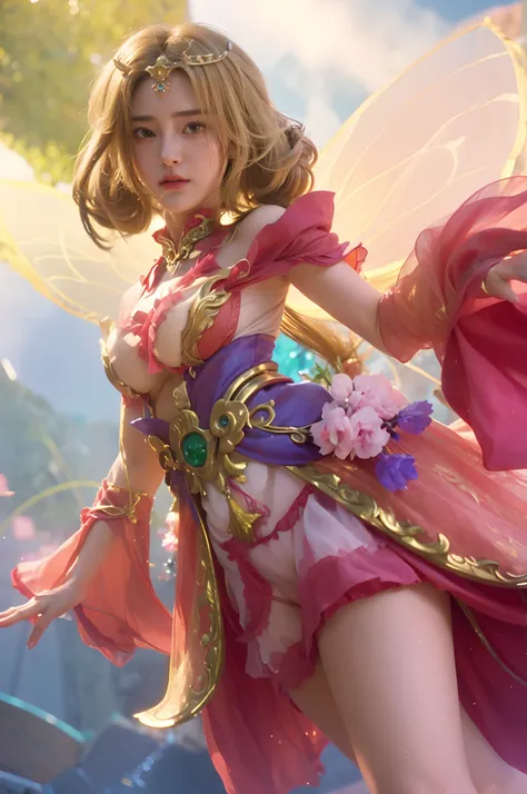 a close up of a girl,blonde hair, big boobs, shadowbringers cinematic, 4 k detail fantasy, a beautiful fantasy empress, game cg, xianxia fantasy, xianxia hero, 2. 5 d cgi anime fantasy artwork, cinematic goddess close shot, ruan jia and artgerm, wow 4 k de...