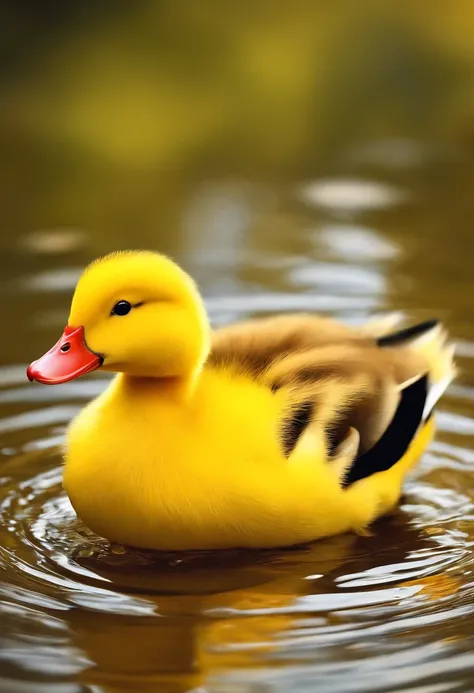 A cute little yellow duck，illustratio，layout，poster for，painting of a