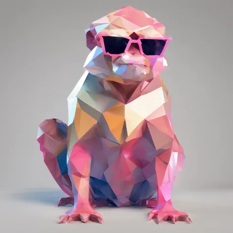 Alinhamento perfeito, macaco pequeno bonito usando uma jaqueta，vasos de cristal，Rosa flor, wearing sunglasses, alegria, Standing position, beleza abstrata, Centrado, looking at the camera, Facing the camera, nearing perfection, Dynamic, altamente detalhado...