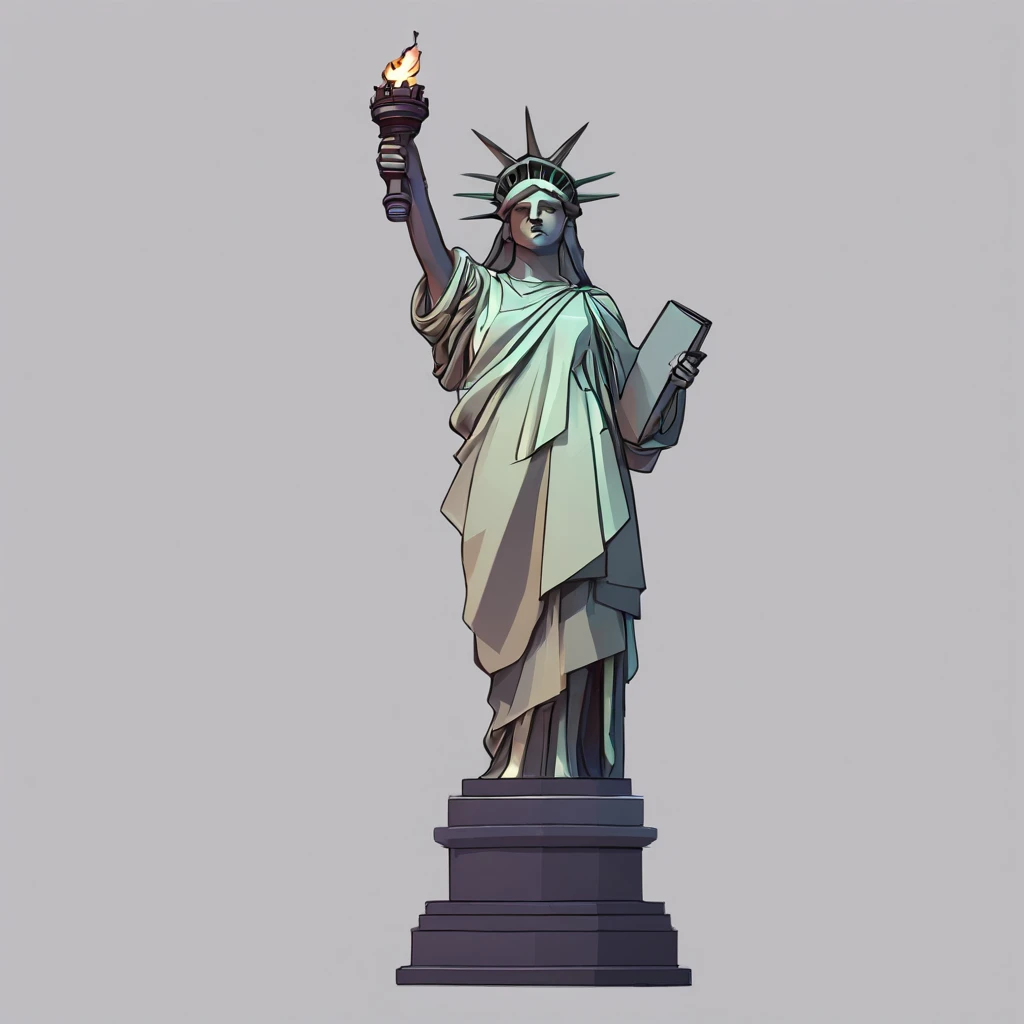 A girl holding a torch and a Statue of Liberty style book, she is naked, The book is underneath her bare breasts(seios juntos), corpo perfeito, rosto bonito.