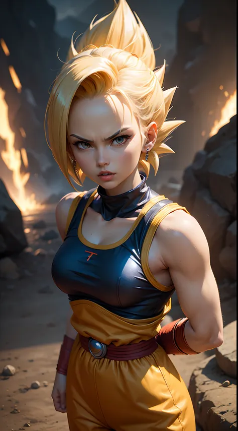 android 18, wearing saiyan armor, dragon ball z --auto