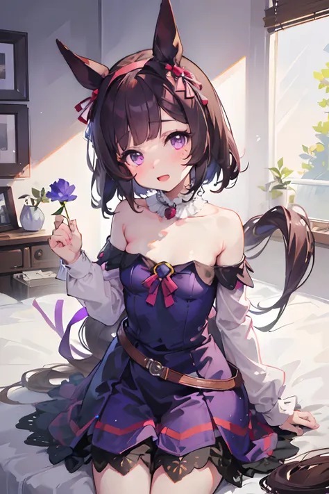 nsfw,bared  chest,revealing clothes,uma musume's nishino flower,uma musume,nishino flower,marl,shorth hair,red headband,beautifu...