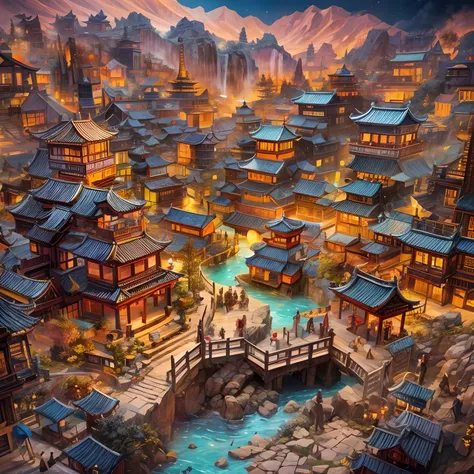 （popup book：1.5），（Chinese landscape），（plethora of colors，Best quality，detail detail，tmasterpiece，folk art，Cinematic lighting effects，4K，Chiaroscuro）