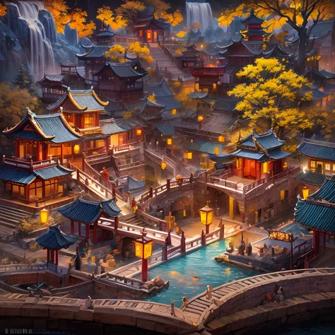 （popup book：1.5），（Chinese landscape），（plethora of colors，Best quality，detail detail，tmasterpiece，folk art，Cinematic lighting effects，4K，Chiaroscuro）