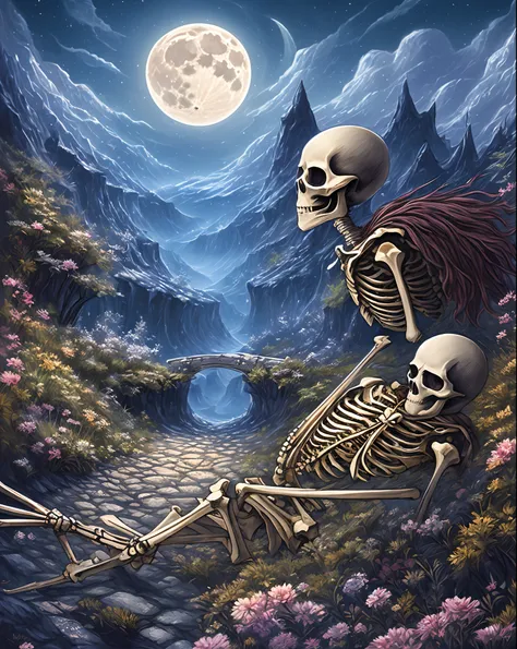 姮娥 skeleton moon fantasy art