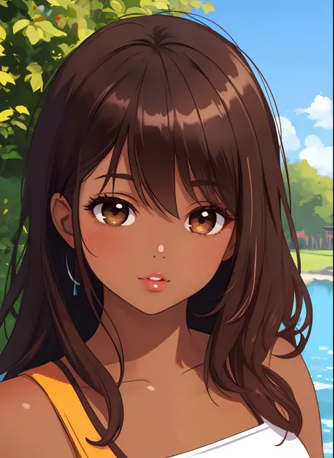 Masterpiece,best quality,high quality,ultra-realistic, Extremely detailed,vibrant colors,female teenager,sunny day, portrait, (brown skin complexion), seducing