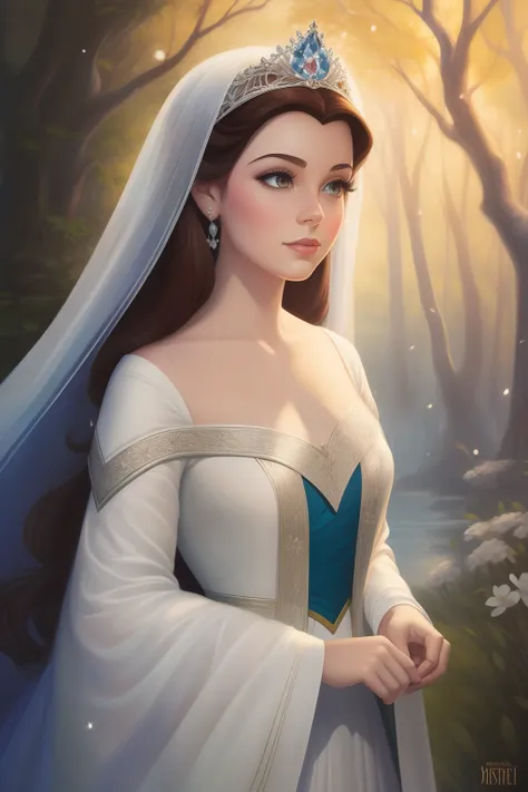 Arte similar Jonh Buscema,pintura de uma branca de neve sentada em uma rocha em uma floresta, Retrato da Branca de Neve, Branca de Neve, Arte no estilo da Disney, estilo de arte disney, pale snow white skin, arte disney, 4K HD |. cabelos brancos de neve, p...