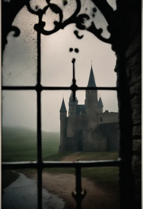 castle in rain , medieval style