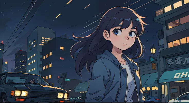 girl in her 20s, city background, car, night, 80s,
(Best Quality: 0.8), (Best Quality: 0.8), Perfect Anime Illustration, Dark Unclear Face, Glowing Eyes