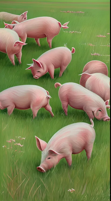 Pigs on the grass