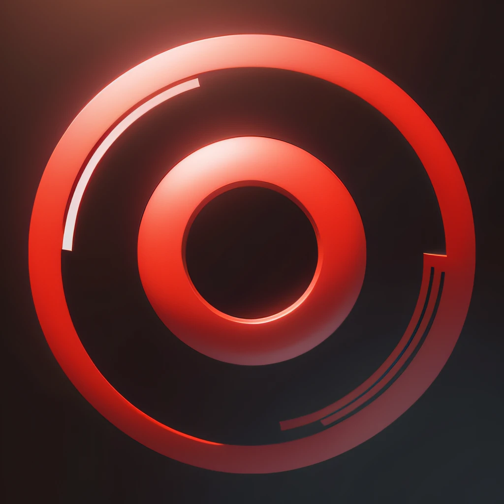 Front view of a floating red 3D circle