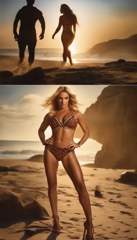 Britney spears con bikini de sol, Echoing the strength of your determination, rottweiler gigante junto a ella, Fondo de pantalla de 8k, Ultra detallado, beautiful and aesthetic, Beautiful, Obra maestra, La mejor calidad，(Focus on thighs up)，cara clara，ojos...