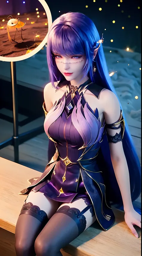 1 beautiful and sexy 20 year old girl, ((wearing a super purlpe dress:1.6)), ((a dress with diamonds:1.7)), ((long purple hair:1.6)), jewelry elaborately made from precious stones and beautiful hair, ((A thin red silk scarf covers half of the face:1.5)), (...