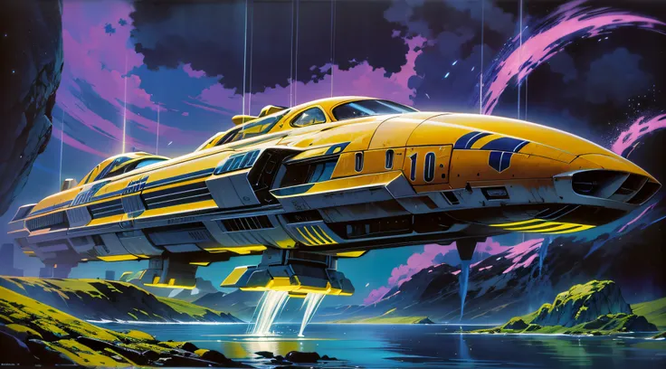 retro-future style art similar to artist chris foss