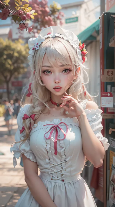 (best qualtiy,4K,8K,hight resolution,​masterpiece:1.2),ultra-detailliert,(realist,Photorealista,Photorealista:1.37),sportrait,scienc,Stylish image of woman in white and red Lolita dress, guweiz, High-quality 8K detail art, Gwise-inspired artwork, CGVatstat...