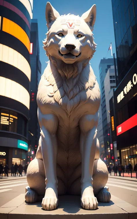 The latest Hachiko statue, In front of Shibuya Station, masterpiece, super detail, best quality