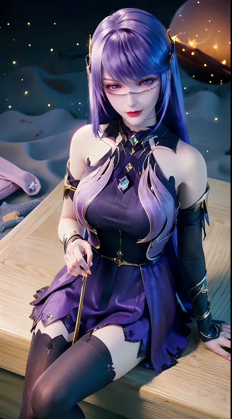 1 beautiful and sexy 20 year old girl, ((wearing a super purlpe dress:1.6)), ((a dress with diamonds:1.7)), ((long purple hair:1...