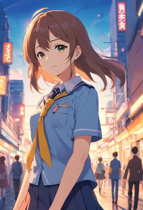 Chica de anime con uniforme escolar con corbata amarilla, como personaje de anime, Rei Hiroe, Chica de anime llamada Lucy, Anime visual de una chica linda, Mejor chica del anime, Nagatoro, ( ( ( Yoshinari Yoh ) ) ), Personaje femenino de anime, Personaje d...