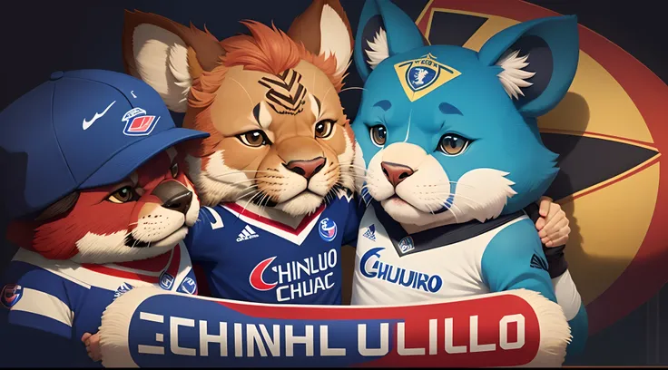 Crear un logo nuevo del club universidad de chile von el chuncho el leon rojo y azul