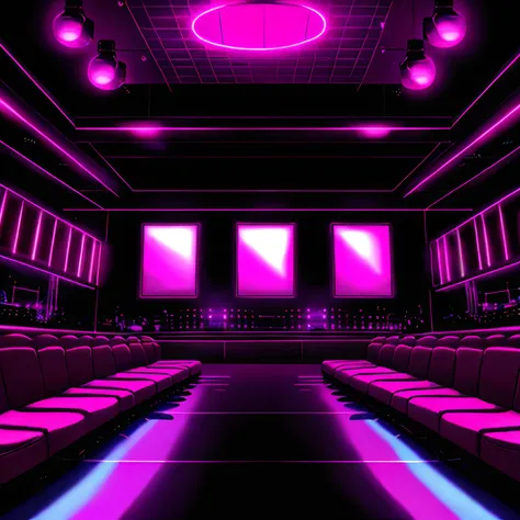 Nightclub,pink Building interior scene,Neon lamp,neon lights,unmanned