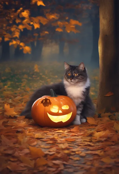 /imagine prompt: color photo of a cat in Halloween

, sleek black fur shimmering under moonlight, glowing yellow eyes piercing through the darkness, sharp white fangs peeking out from a mischievous grin, slender body draped in a tattered orange and black s...