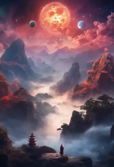 Ancient Chinese landscapes, Mountains, rivers, Auspicious clouds, Sunshine, Masterpieces, Super detail, Epic composition, Ultra HD, High quality, Extremely detailed, offcial art, Unified 8k wallpaper, Super detail, 32k -- v 6