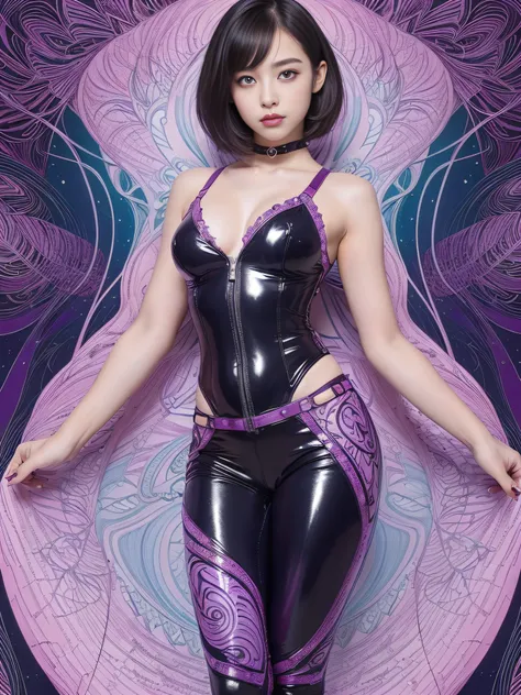 8K、(masuter piece,top Quority,best qualtiy,Beauty and aesthetics:1.2)、(1girll:1.3)、full body Esbian、(((colorful lighting)))、(((((Perfectly accurate human body)))))、(((Gaze staring at the photographer)))、(((Russian girl at 16 years old)))、(Detailed futurist...