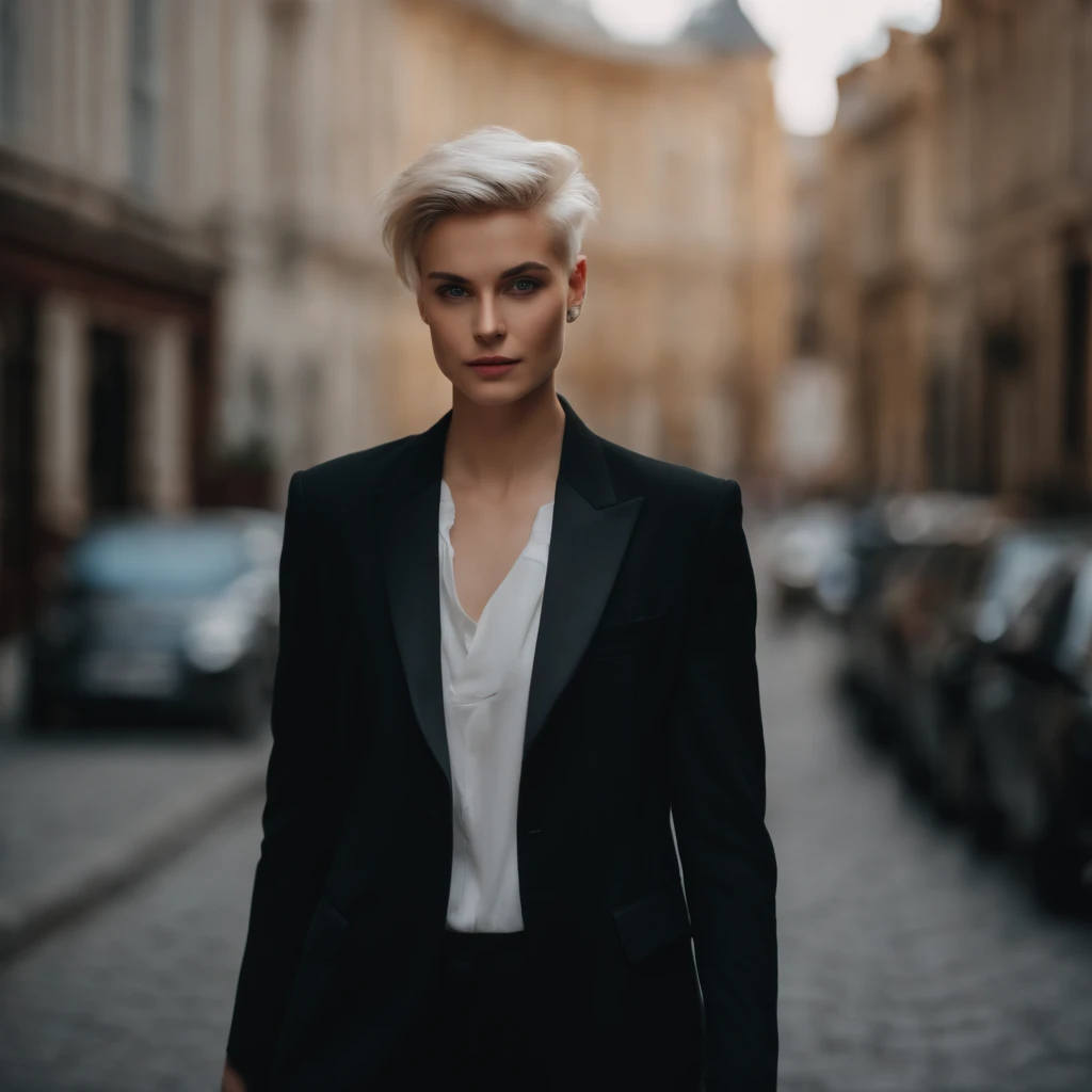 Average blonde boy with medium haircut looking at the camera, delicate androgynous prince, beautiful androgynous prince, androgynous face, an epic non - binary model, Tomboy with short platinum hair, Beautiful androgynous girl, Soft portrait photo 8k