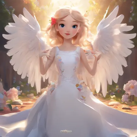 Angel with a chicken head、((Angel with a chicken head))、Sexy costume、A sexy、Moisturized, Glowing skin、bule､Always with angels、Inner peace、safety、Blissful、brilliance、optic、Fantastical、florals､rainbows、kirakira、ssmile、feather、Heaven、celestial realm、medieval ...