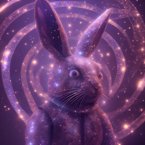 galaxias, spirals, space, Starcloud, stars, Smoke, glitters, intricately details, The shape of a punk rabbit, full bodyesbian ,rendering by octane, Ultra photo realsisim , rendering by octane, 8K, uplit ,DreamlikeArt