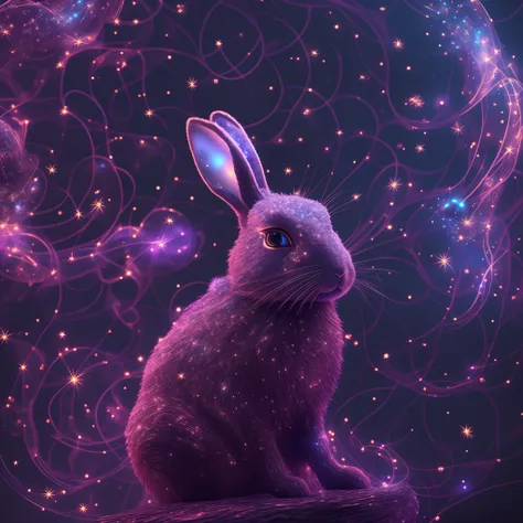 galaxias, spirals, space, Starcloud, stars, Smoke, glitters, intricately details, The shape of a punk rabbit, full bodyesbian ,rendering by octane, Ultra photo realsisim , rendering by octane, 8K, uplit ,DreamlikeArt