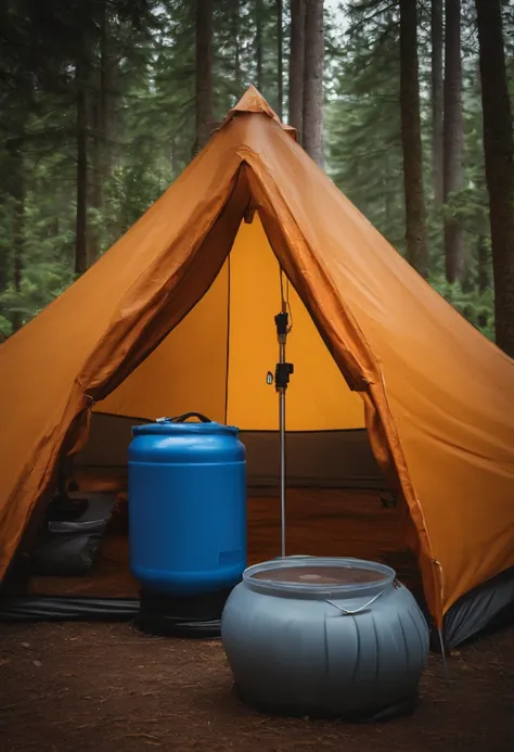 Water collection filter install inside 4K large campground, Rain drop collector on the of the tent