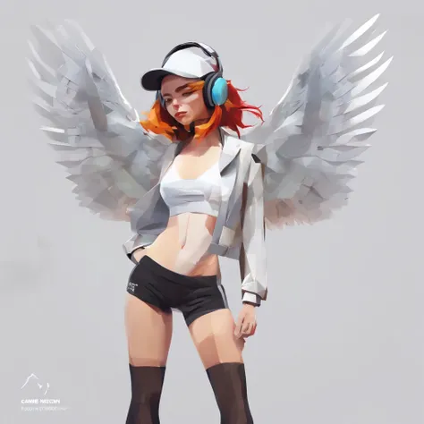 ((Female with chicken head))、sexy underwear、Only the head is a chicken human、Perfect centering,  Wear a student team jacket, Wearing sunglasses, Wearing headphones, cheerfulness, Standing position, Abstract beauty, Centered, Looking at the camera, Facing t...