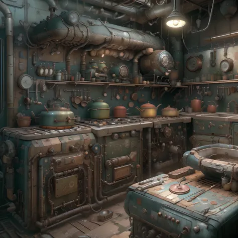 Dieselpunk AI kitchen