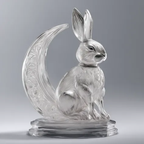 Moon,hisui,semi transparent,treasures,precious,Beautifully carved,,Cute rabbit shape