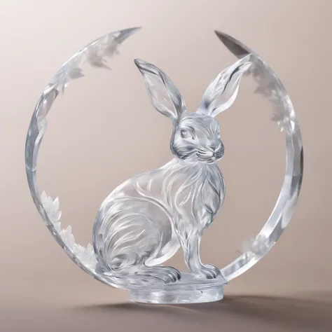 Moon,hisui,semi transparent,treasures,precious,Beautifully carved,,Cute rabbit shape