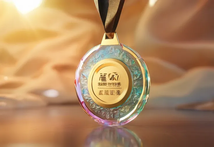 Glass round medal。  acrylic pour