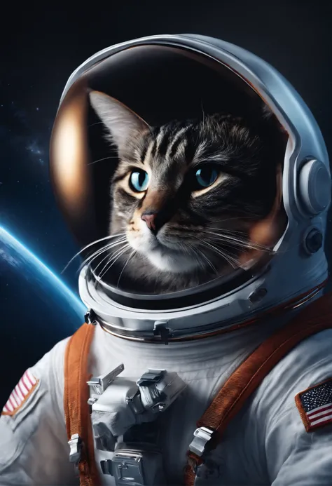 cat Wear a astronaut, Abstract beauty, Dynamic, Highly detailed, smooth, Sharp focus, 8K, high definition resolution, illustration