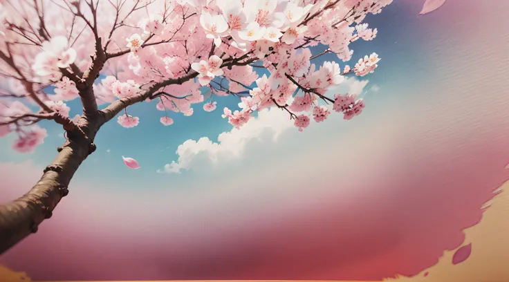 watercolor paiting、​masterpiece、top-quality、An ultra-high picture quality、4K picture quality、super precision、watercolor paiting、Illustration of cherry blossoms in full bloom、large tree、beautiful gradients、Background blur