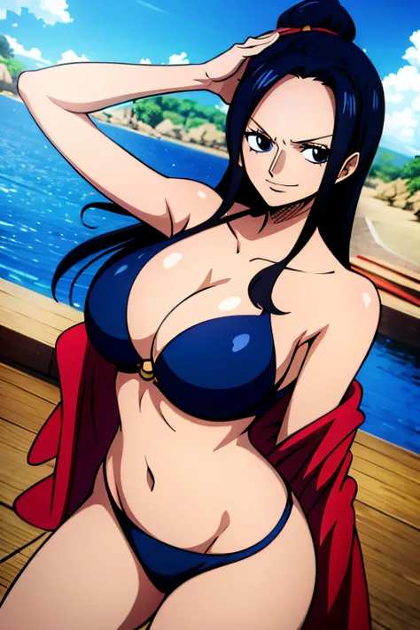 Robin de One Piece, Pose sexy, Y si , Elly, 8k, anime, ribera, Gran Theta, grande, ojos azules, senos, bikini