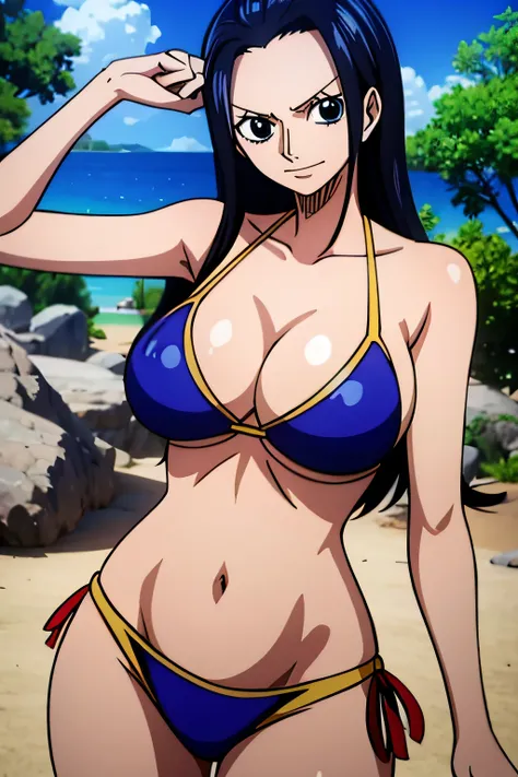 Robin de One Piece, Pose sexy, Y si , Elly, 8k, anime, ribera, Gran Theta, grande, ojos azules, senos, bikini