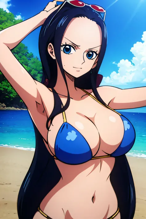 Robin de One Piece, Pose sexy, Y si , Elly, 8k, anime, ribera, Gran Theta, grande, ojos azules, senos, bikini