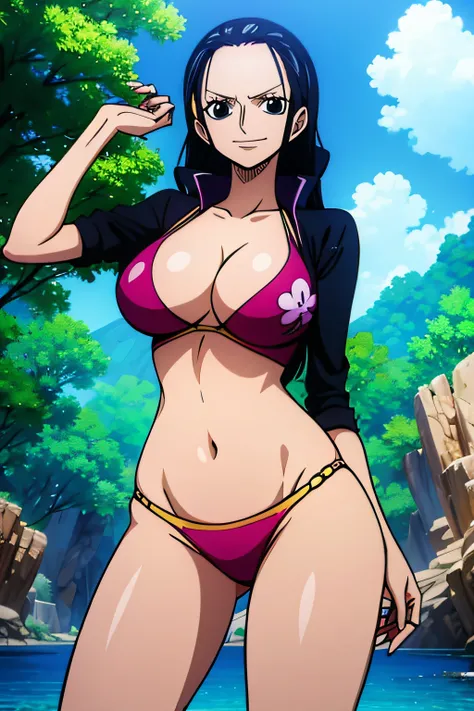 Robin de One Piece, Pose sexy, Y si , Elly, 8k, anime, ribera, Gran Theta, grande, ojos azules, senos, bikini