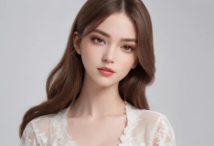 (a girl on white background),(best quality,realistic:1.37),(portrait),(soft lighting),(vivid colors),(fine details),(long hair),(youthful and beautiful face),(delicate features),(elegant posture),(stylish clothing),(innocent expression),(subtle shadows),(h...