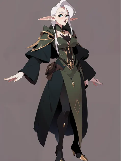 character concept adopt, female elf, (albinism),  (((gothic))), fullbody